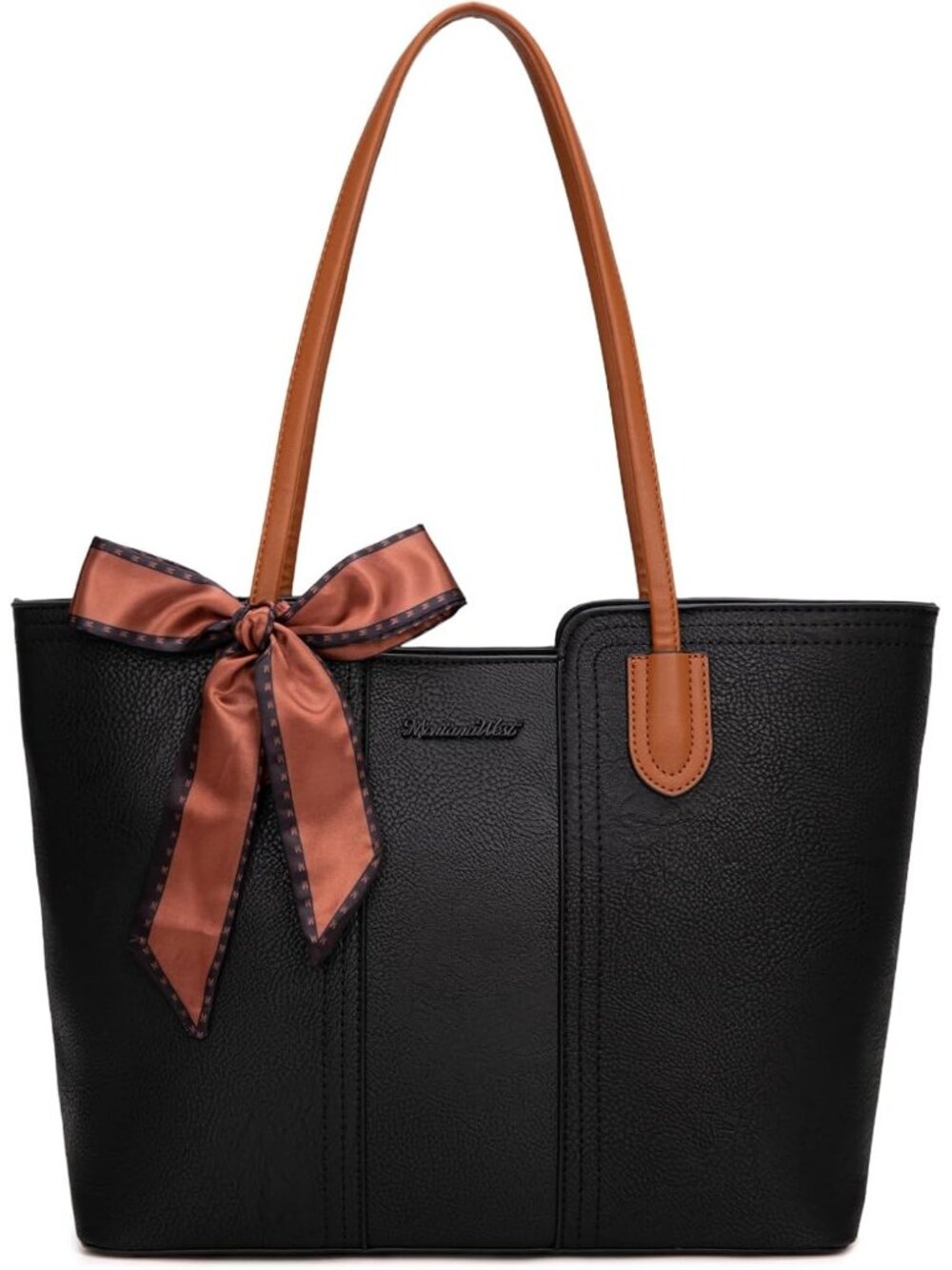 Women Jet Black Medium Tote Bags Top Handle Satchel Purses